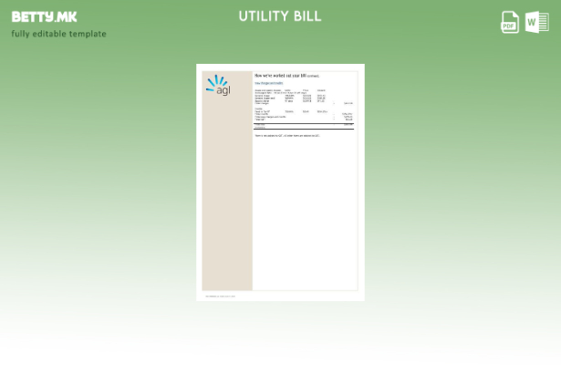 модерен стил Австралија AGL сметка за електрична енергија енергетска сметка за к